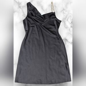 AND Now This Trendy Chain Strap Satin Slip Dress